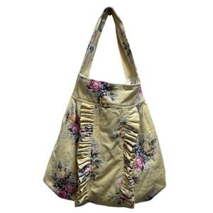 Bayou Salvage Yellow Floral Ruffled Shoulder Bag Handmade Boho Hippie Fabric